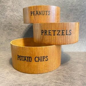 Mid-Century Vintage Japanese Hand Carved Hardwood Bowl Set